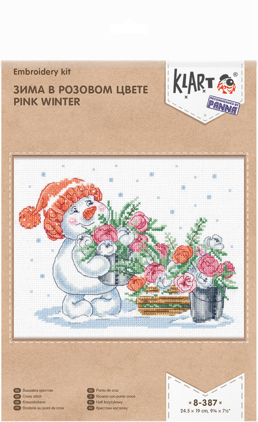 Klart набор для вышивания 8-387 Зима в розовом цвете 24.5 х 19 см
