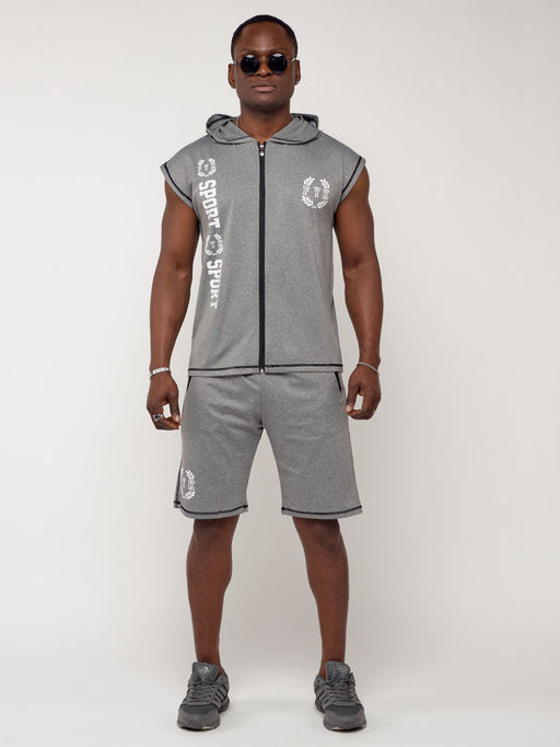 Спортивный костюм летний мужской светло-серого цвета 2265SS - FUYOUKAI фото 5