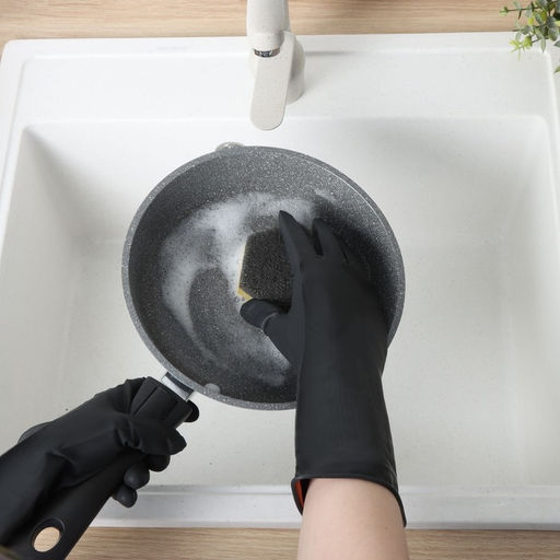 Цена за 2 шт. Перчатки хозяйственные латексные Доляна, размер L, химически стойкие, чёрные