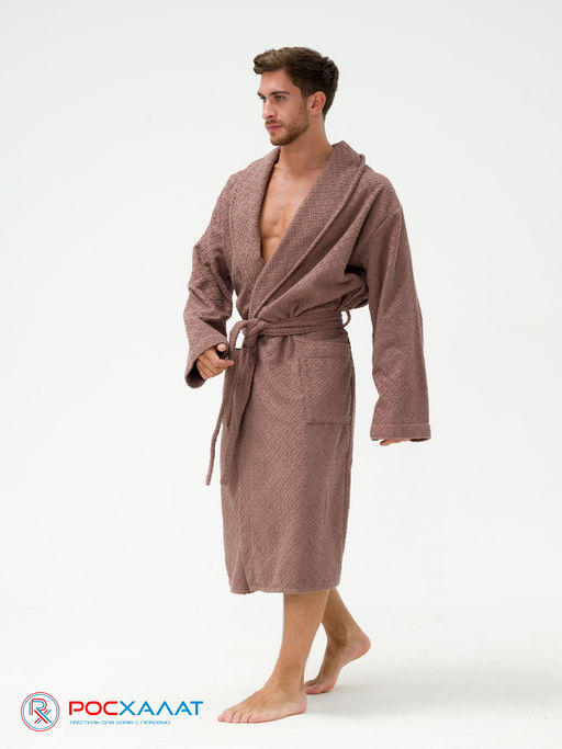 Жаккардовый мужской махровый халат с шалькой МЗ-11 (118)