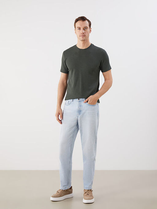 Bisiklet Yaka K?sa Kollu Erkek Dokulu Ti??rt