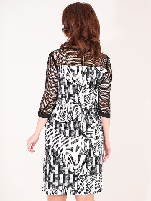 Авангардное дизайнерское платье с рукавами из сетки - Almond фото 5