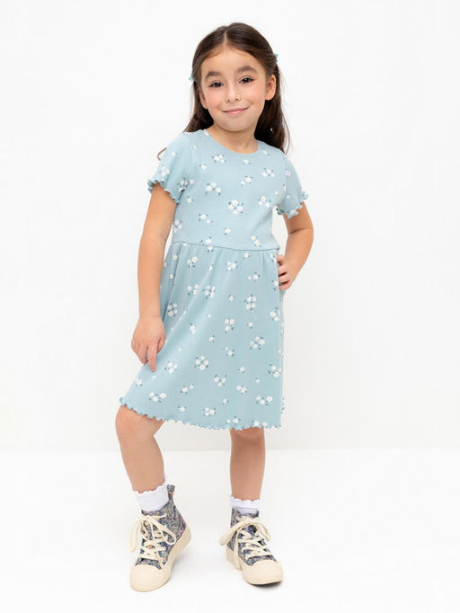 КР 5793/голубой,ромашковое поле платье для дев