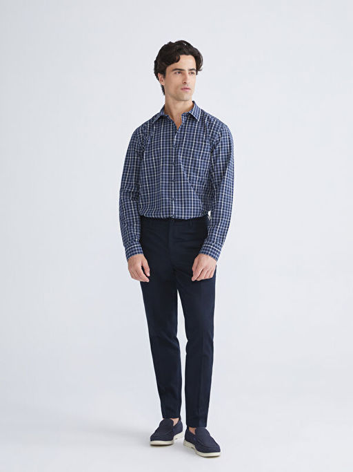 Regular Fit Uzun Kollu Ekose Poplin Erkek G?mlek