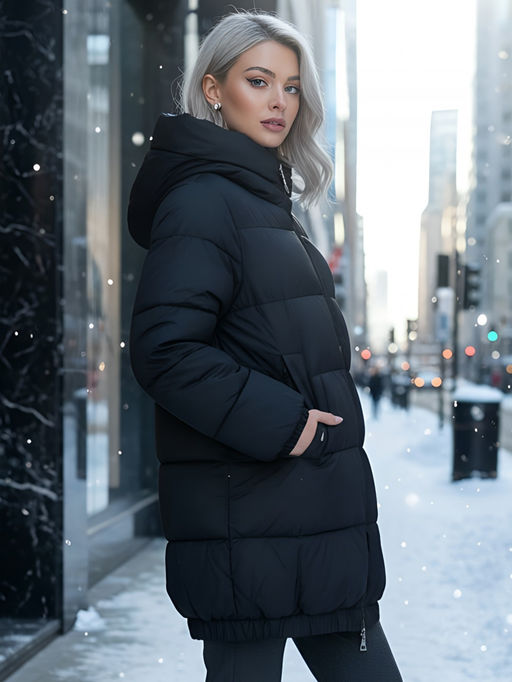 Куртка женская зимняя на резинке большого размера черного цвета 7619Ch - Visdeer фото 24