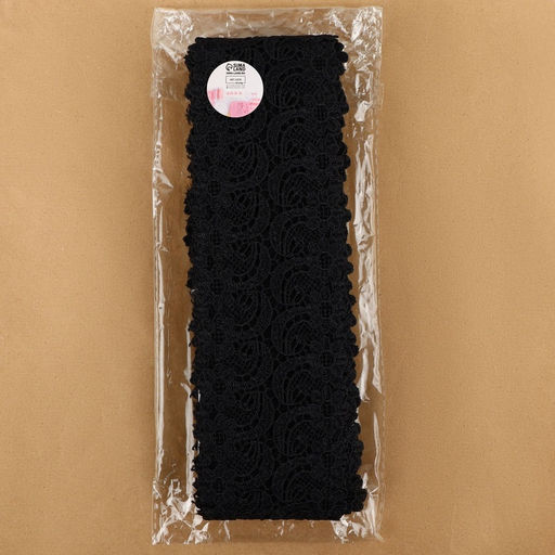 Кружево гипюровое, 65±5 мм, 6.8±0.5 м, чёрное