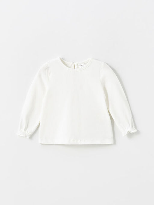 Bisiklet Yaka Kollu K?z Bebek Uzun Kollu K?z Bebek Bluz ve Salopet 2li Tak?m - Waikiki фото 2