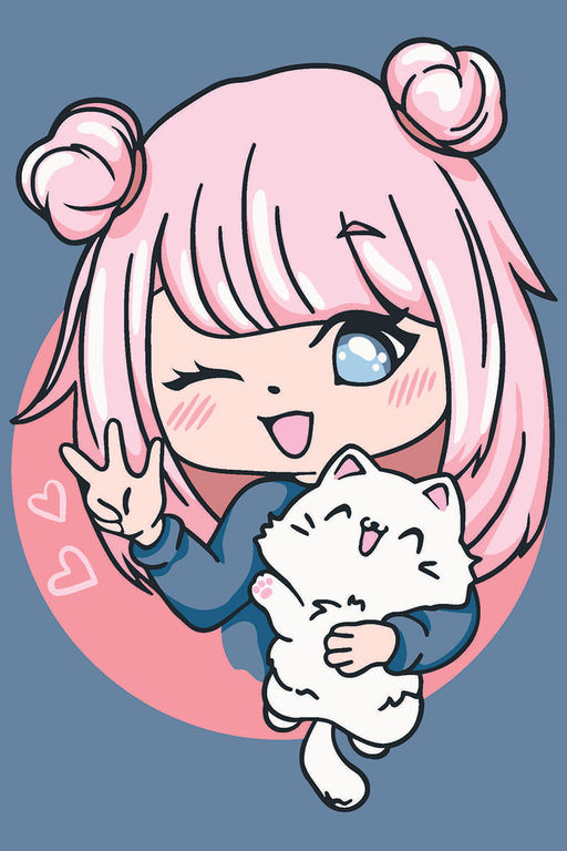 ФРЕЯ PKZ/PS-047 Набор для раскрашивания по номерам (на картоне) 30 х 20 см Анимешка с котиком