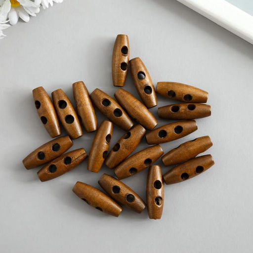 Пуговицы дерево для творчества 2 прокола «Цилиндр», набор 20 шт., 4×1.1×1.1 см