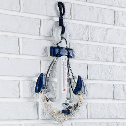 Декор настенный, панно с термометром «Якорь с цепью», 33×23×5 см