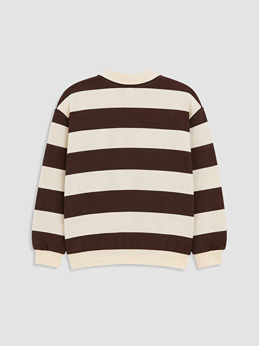 Polo Yaka ?izgili Erkek ?ocuk Sweatshirt