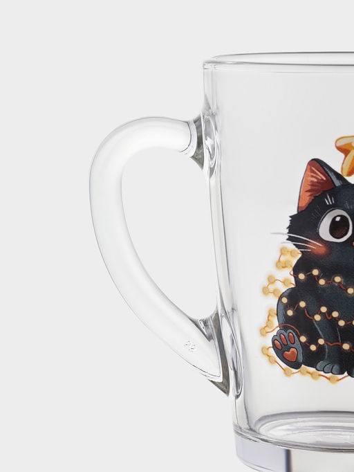 Цена за 20 шт. Кружка Капучино. Озорные котики, 300 мл, стекло, рисунок МИКС