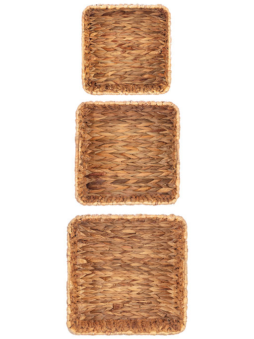 Набор 3 плетеных корзин 25*25*21см, 29*29*23 см, 33*33*25 см, водный гиацинт