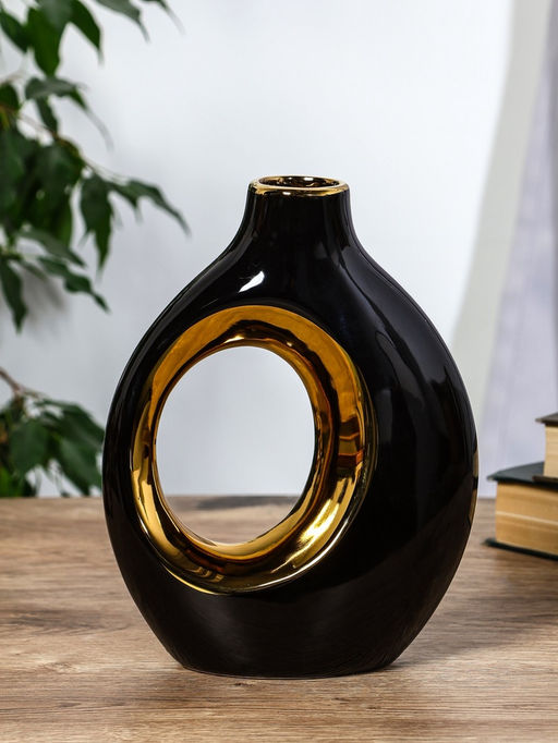 Ваза для цветов «Лари», набор 2 шт., 22×20 см, d=4 см, керамика, чёрная