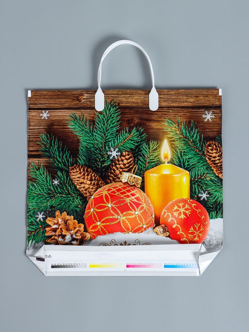 Цена за 10 шт. Пакет новогодний «Домашнее тепло», полиэтиленовый с пластиковой ручкой, 37×34 см