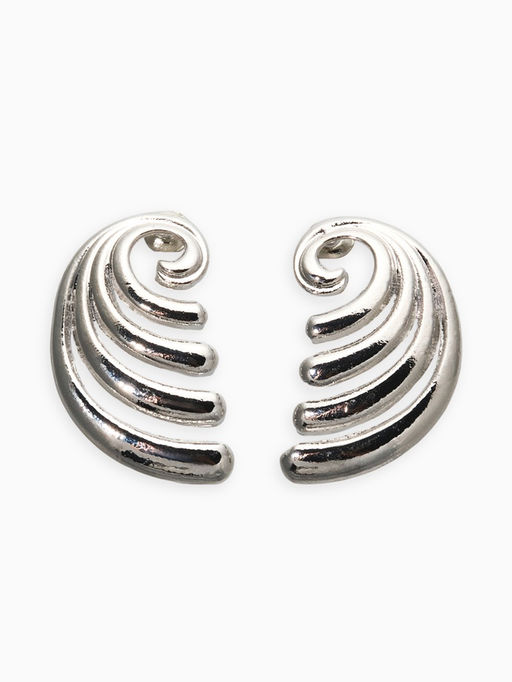 Серьги металл «Волна», цвет серебро