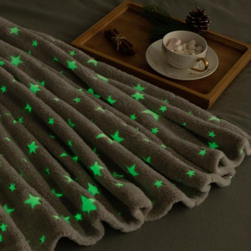 Плед светящийся в темноте Этель Звезды цв.серый 180*200 см,100% п/э, корал-флис, 220 гр/м2  фото 2