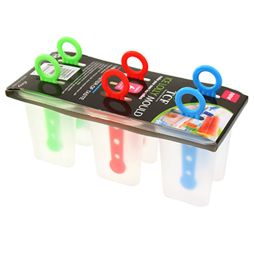 Форма пластмассовая для замораживания фруктового льда/мороженого 6 штук "Пирамидка" 18,7х6,9см h10,5см (Китай)