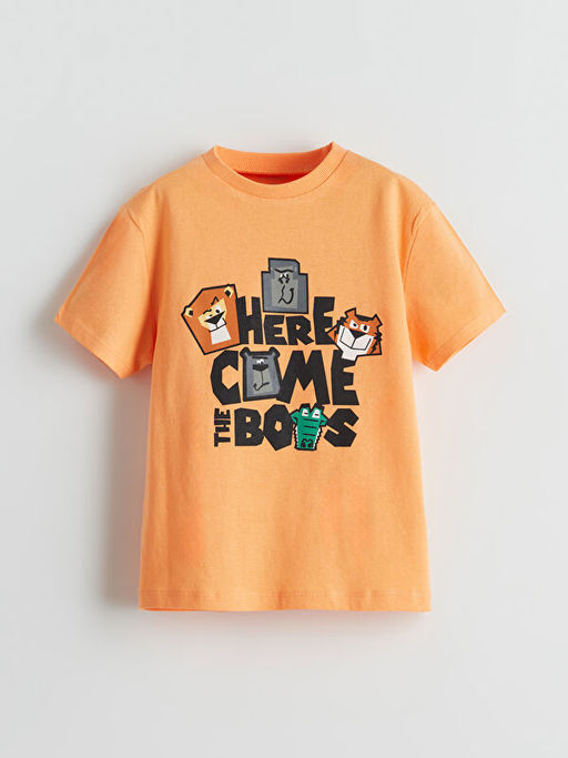 Bisiklet Yaka Bask?l? Erkek ?ocuk Ti??rt 3l?