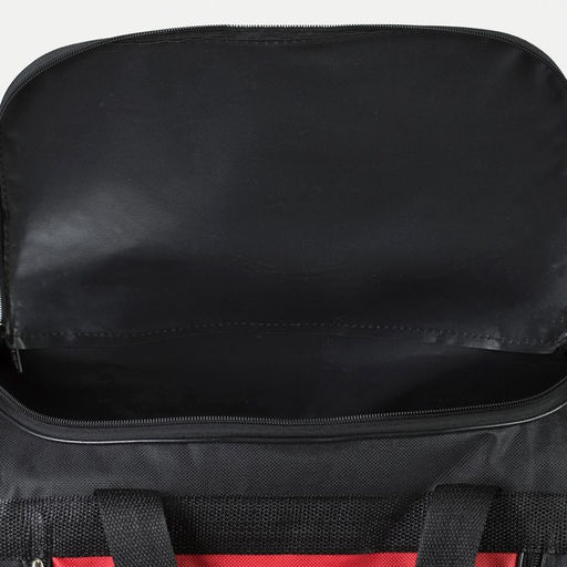 Сумка дорожная, 3 отдела на молниях, наружный карман, длинный ремень, цвет чёрный/красный - Simaland фото 5