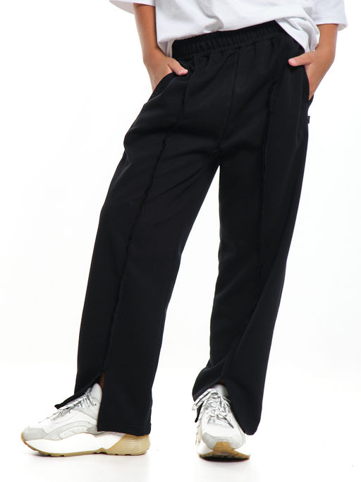 Брюки из футера для девочки 22-8005 черный - Mini maxi фото 6