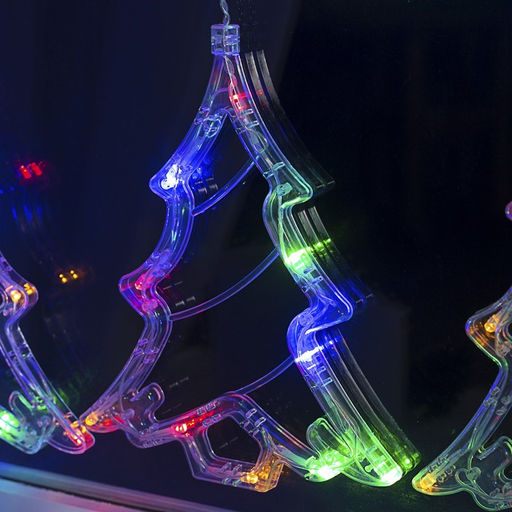 Гирлянда Бахрома 2.4?0.9 м с насадками Ёлки, IP20, прозрачная нить, 138 LED, свечение мульти, 8 режимов, 220 В - Luazon lighting фото 3