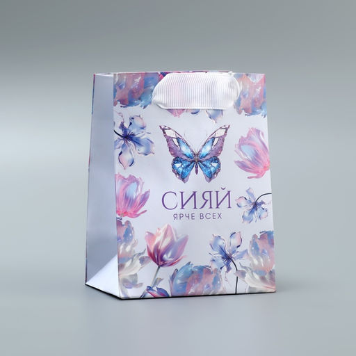 Цена за 4 шт. Пакет подарочный ламинированный, упаковка, «Сияй», 9×12×6.5 см