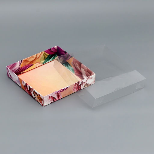 Цена за 5 шт. Коробка сборная с PVC крышкой, Подарок для тебя, 16?16?3 см