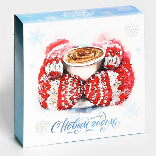 Коробка под 9 конфет «Снежинки», 13.7×13.7×3.5 см, кондитерская упаковка
