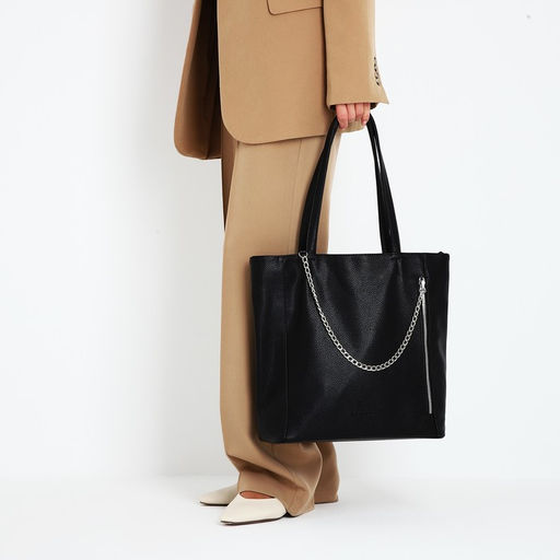 Сумка-шопер на молнии, цвет чёрный - Simaland фото 3