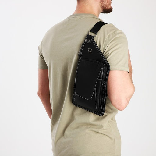 Сумка слинг мужская из искусственной кожи, цвет чёрный - Simaland фото 3