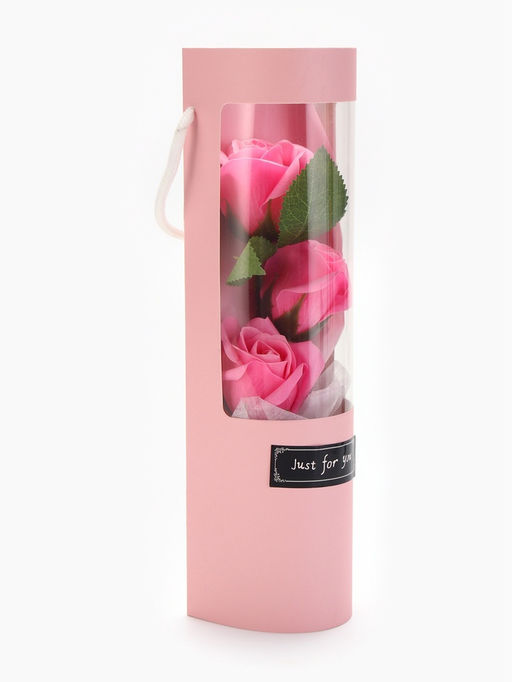 Букет из трех мыльных розовых роз в колбе. - SB BEAUTY фото 5