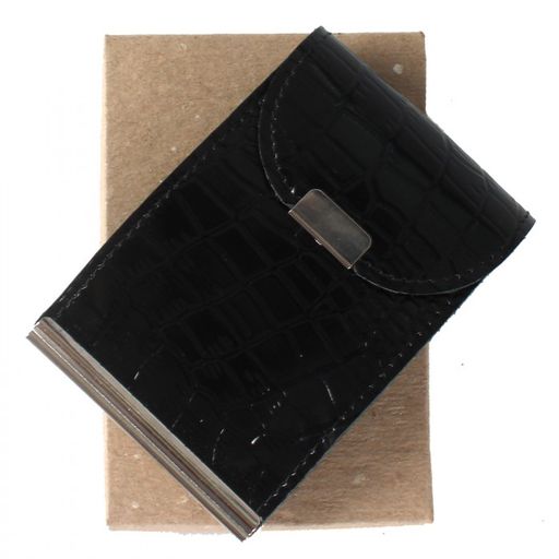 Зажим для купюр Croco-зк-300 (карм на мелочи, 2 кнопки) натуральная кожа черный крокодил (200) 205854  фото 4