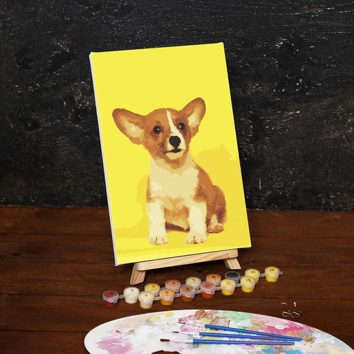 Картина по номерам на холсте с подрамником «Щенок корги», 30х20 см