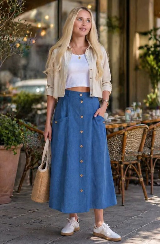 Льняная юбка с резинками по бокам лен с вискозой