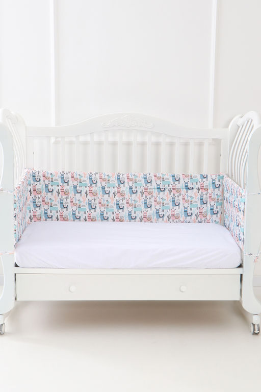 Бортик в кроватку четырехсторонний арт БРК35/ламы