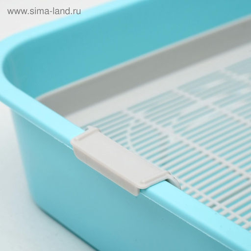 Туалет для кошек «Мур-мяу», 33×25×7 с. с сеткой, пластик, голубой