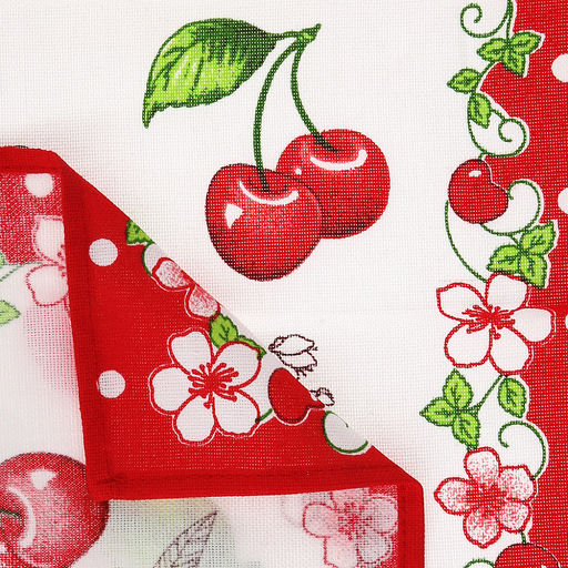 Салфетка хозяйственная 34х60см "Серия "Вишня" , рогожка, хлопок 100%, плотность 171г/м2, без упаковки, "Домашняя мода" (Россия)