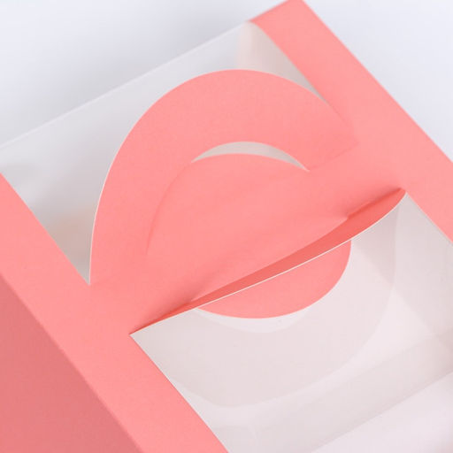 Цена за 2 шт. Коробка под бенто-торт с окном, розовый, 14×14×8 см