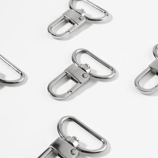 Цена за 2 шт. Карабин металлический, 42×30 мм / 25×2.5 мм, 5 шт., цвет серебряный