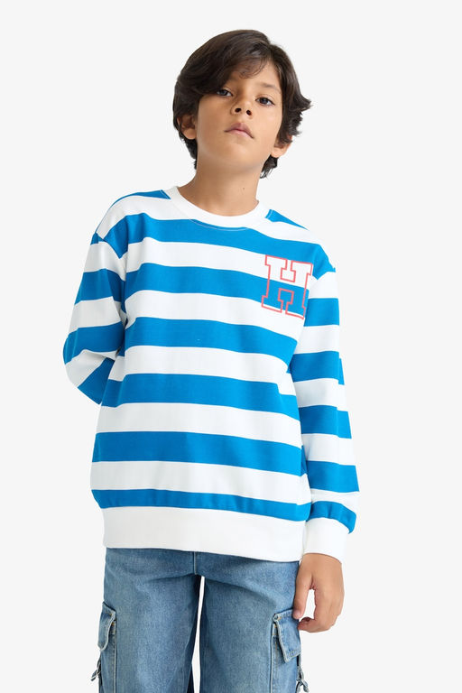 Bisiklet Yaka _izgili Sweatshirt Erkek _ocuk - Defacto фото 4