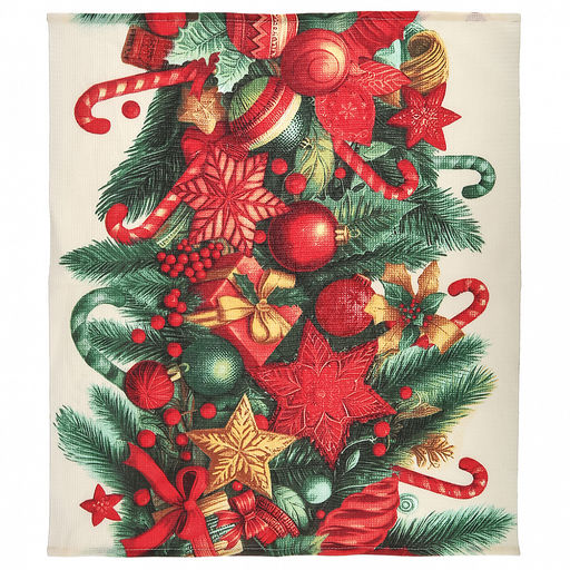 Салфетка хозяйственная 50х60см "Рождественские сладости", вафельное полотно, хлопок 100%, плотность 245г/м2, без упаковки, "Домашняя мода" (Россия)