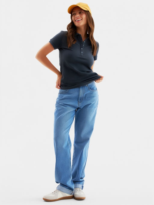 Футболка поло женская MINAKU: Basic line, графит, размер 50