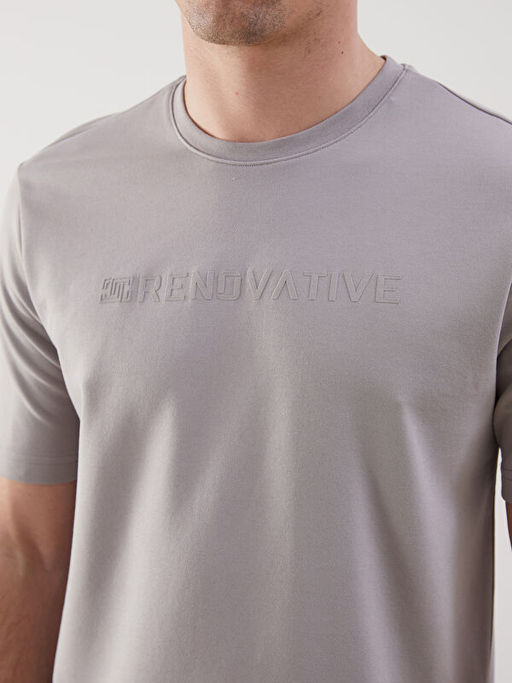 Bisiklet Yaka Bask?l? Erkek Ti??rt