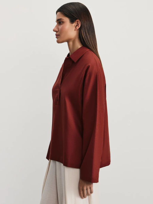 Рубашка свободного кроя из хлопка и льна / Zarina  фото 4