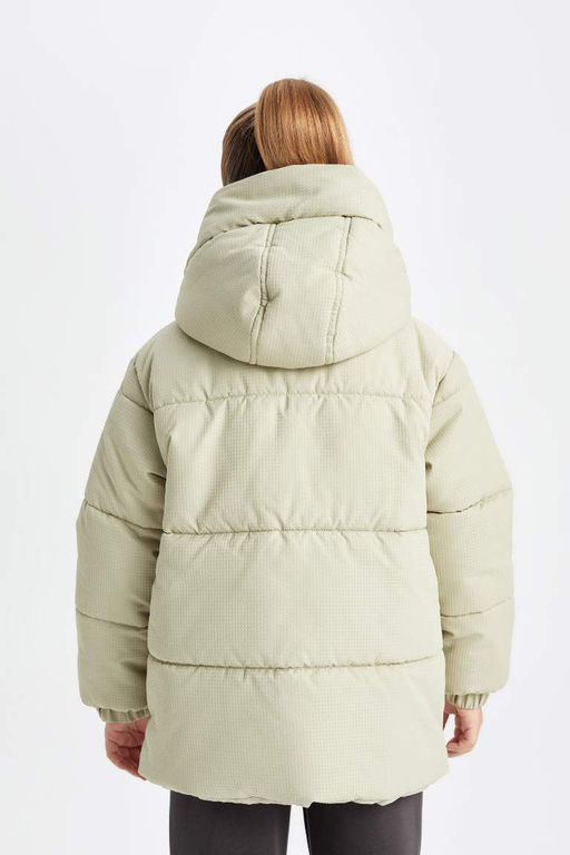 Водоотталкивающий пуховик с капюшоном для девочек - Defacto фото 6