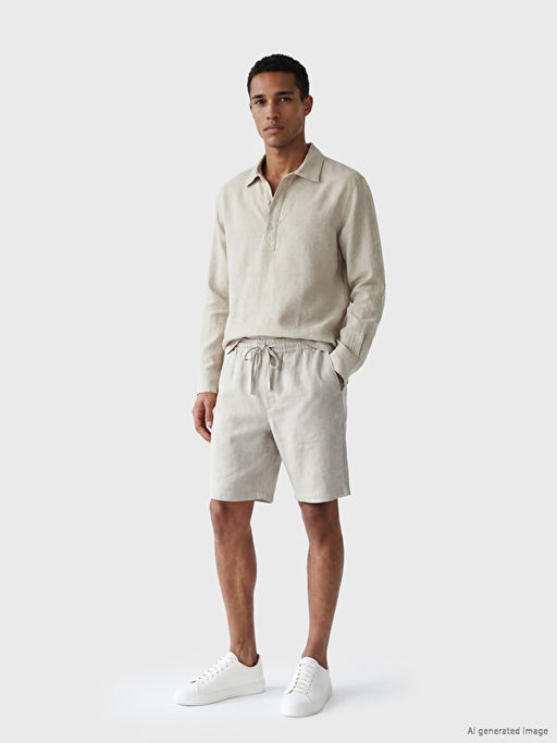 Regular Fit %100 Keten Erkek ?ort