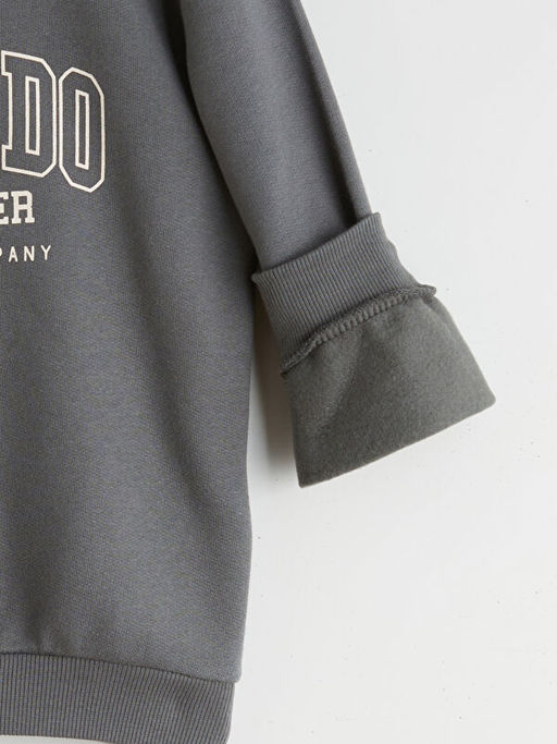 Bask?l? Erkek ?ocuk Kal?n Sweatshirt 2li