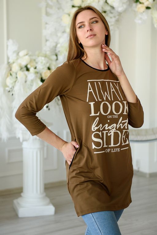 Туника женская из бифлекса Хельга шоколадный - Амадэль фото 7