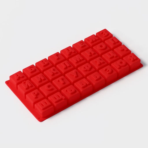 Цена за 2 шт. Форма для шоколада Доляна Алфавит, силикон, 35?18 см, 32 ячейки (3.7?3.7?3 см), МИКС